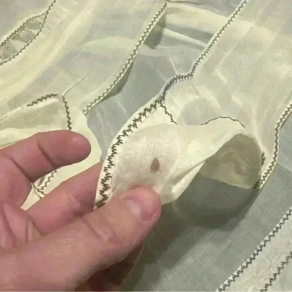 Kitchen Apron Sheer Buttery Yellow Lilly Floral 50s vintage Embroidered - Picture 5 of 6